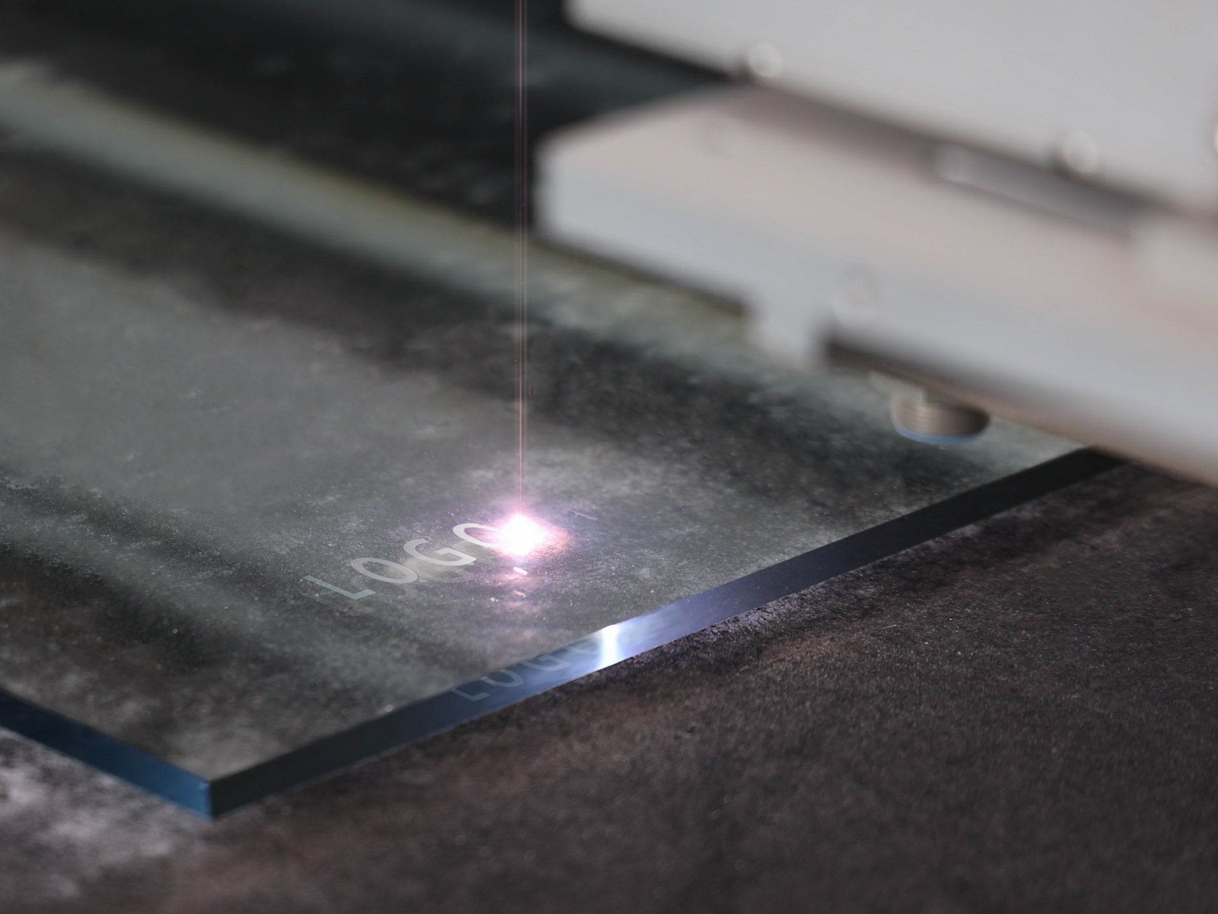 Custom logo engraving on shower enclosure glass