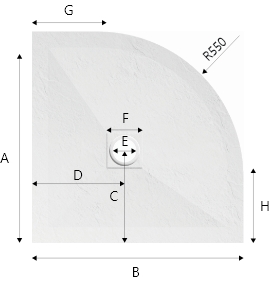 Shower tray size diagram