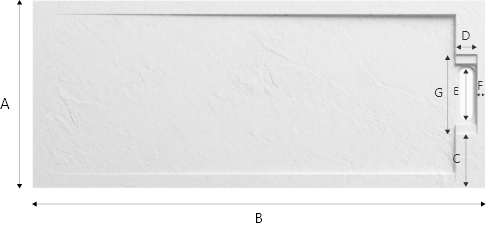 Shower tray size diagram